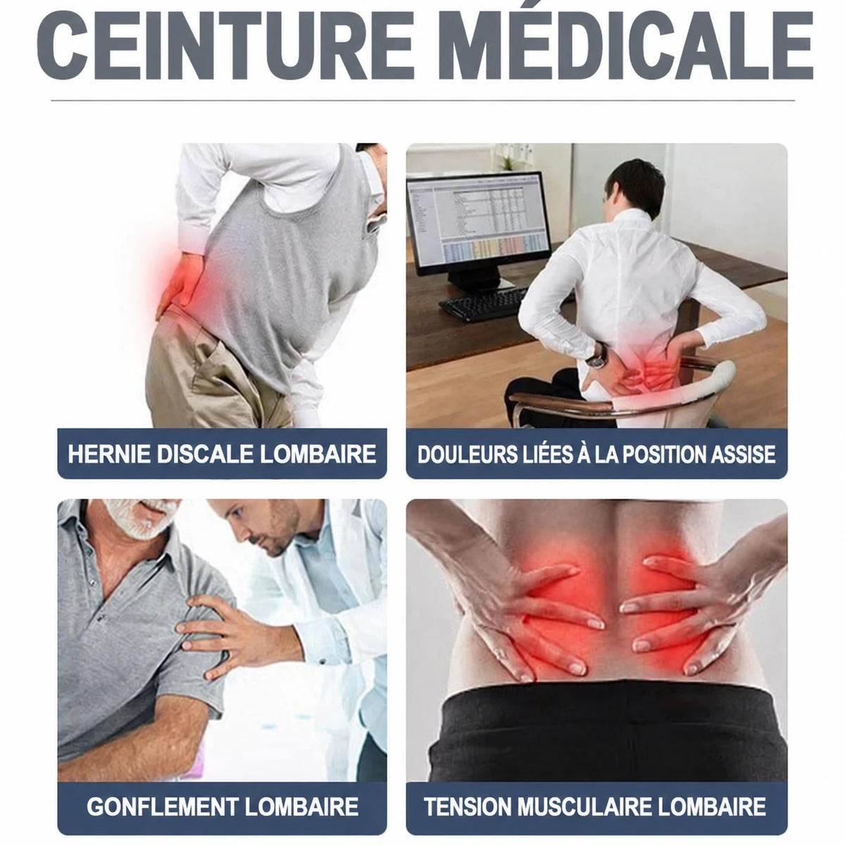 Ceinture Lombaire de Compression Vayolt — Soutien du Bas du Dos pour l'Effort — visuel en français